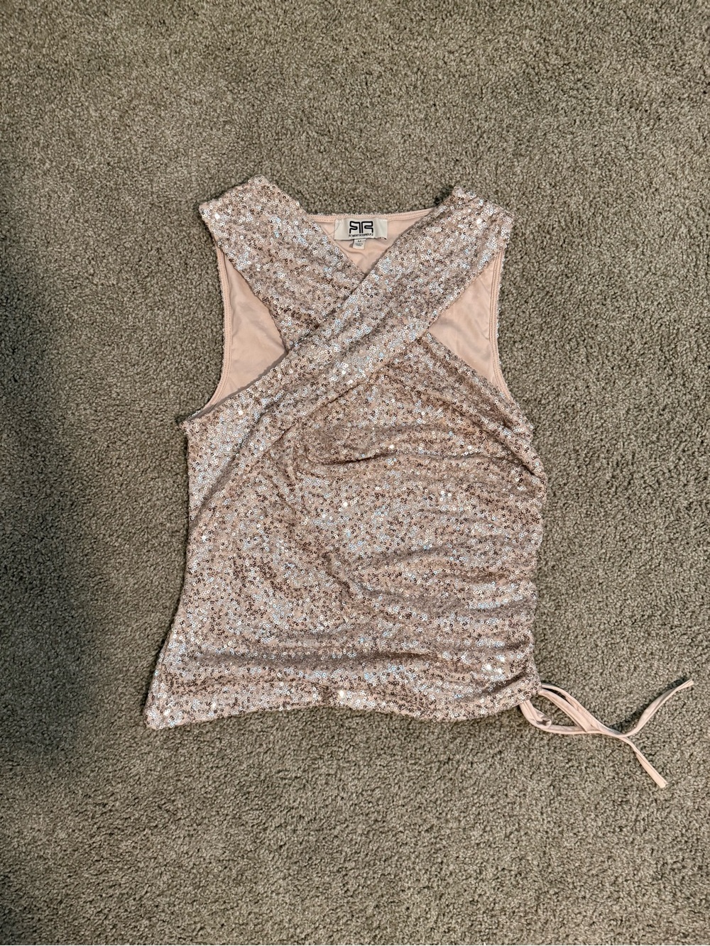 Sequin Cross-Front Tank Top